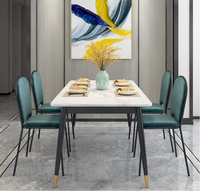 Ensemble de table à manger avec plateau en marbre, meubles de maison, restaurant, chaises de salle à manger, carré