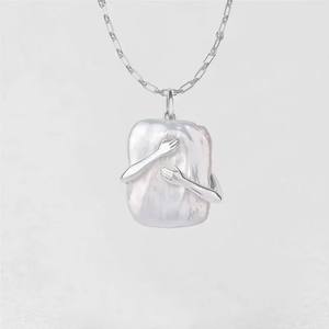 31236DIY Accesorios de Perlas, Colgante de Plata S925, Cuentas de 13-15 mm, Base Vacía para Collar de Moda, Colgante de Oro Blanco con Diamante como Piedra Principal - Product Image 1