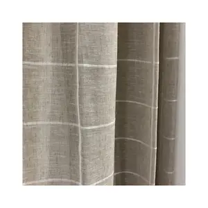 Tissu de rideau en lin à motif simple de style nordique en gros pour rideaux à plis pincés et rideaux sur rail de rideau