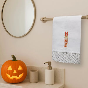 Home Halloween Linen <b>Guest</b> <b>Towel</b>, Fall Seasonal Hand <b>Towel</b>, Absorbent Linen Cotton Kitchen Bathroom Decor - Product Image 1