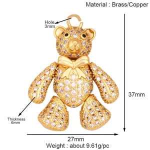 Pendentif à breloque animal chat ours lion léopard serpent renard mouton, véritable collier plaqué or 18 carats <span class=keywords><strong>bracelet</strong></span> bijoux composants approvisionnement S36 - Product Image 3