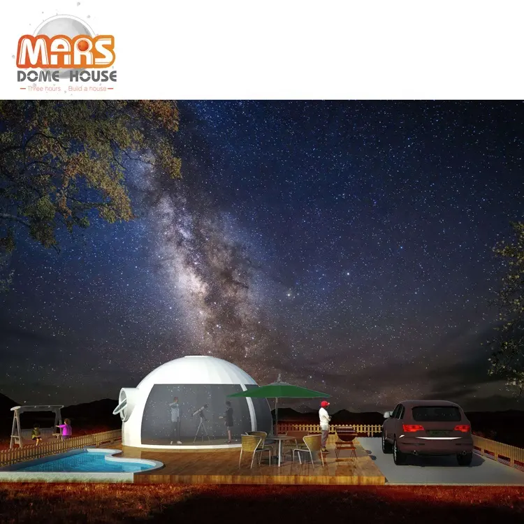 अछूता और आरामदायक शानदार prefab Geodesic गुंबद के साथ घर के लिए 2.2M व्यास रोशनदान Glamping देखने के लिए शिविर सितारों