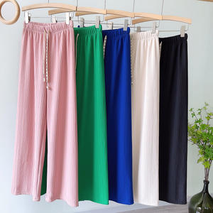 _ Mode Pantalon à jambes larges Pantalon droit Pantalon tricoté Nouveau bas coré<span class=keywords><strong>en</strong></span> taille haute Slim Chic plissé <span class=keywords><strong>d</strong></span>écontracté - Product Image 3