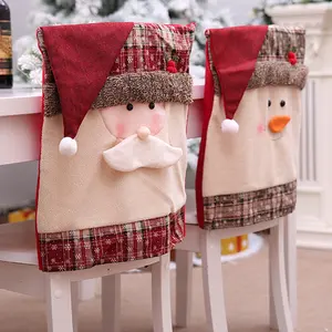 크리스마스 의자 커버 장식 산타 클로스 레드 모자 눈송이 의자 크리스마스 모자 주방 다이닝 의자 Slipcovers