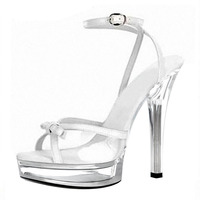 Plate-forme de cristal transparente, sandales ouvertes à talons hauts, pour discothèque, discothèque, noir, 4x13cm