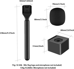 2 trong 1 mic cờ Logo hộp microphone cầm tay Adapter chủ mic tay dính cho cưỡi DJI phỏng vấn đi mic bọt kính chắn gió - Product Image 5