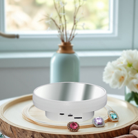 Plateau tournant miroir de 16 cm alimenté par piles AAA / câble USB, capacité de charge de 2 kg. Petite table rotative électrique avec écran