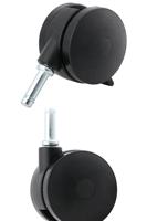 Roulettes pivotantes 360° de 75 mm, noires, à double roue, composant de mobilier, design moderne et durable, pour salon, salle à manger, hôpital, vente en gros