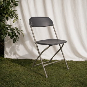 <b>Gray</b> Modern Comfortable Portable Lightweight Flat Back Plastic Folding <b>Chair</b> for Indoor/Outdoor Use School & Park - Product Image 1