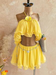 Completo da <span class=keywords><strong>donna</strong></span> con top a balze sfumato con scollo all'americana e pantaloncini a strati, con schiena scoperta, per discoteca, bar, ballo, feste, performance, <span class=keywords><strong>costume</strong></span> sexy - Product Image 5