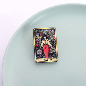 ADHDタロットカードエナメルピン自閉症メンタルヘルスメタルブローチラペルバックパックバッジジュエリーアクセサリーお友達へのギフト - Product Image 1