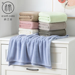 ผ้าเช็ดตัวขนแกะปะการัง 70x140 ซม. หนา สีพื้น ไม่เป็นขุย ซึมซับได้ดี สำหรับใช้ในบ้าน - Product Image 5