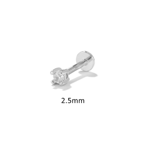 ROXI Pendientes de Plata de Ley S925 con Circonita de Cuatro Garras de 1.5mm-3mm, 16G, con Cabeza Plana y Rosca para Perforación - Product Image 3