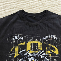 T-shirts à manches longues pour hommes personnalisé gaufré vieilli ourlet brut Boxy recadrée chemise thermique vintage sérigraphie double couche pour hommes
