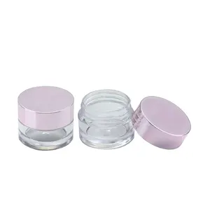 Violetter Deckel dickwandiger Behälter 10g 15ml Großhandel leeres Plastik kosmetik glas mit innerer Verschluss kappe
