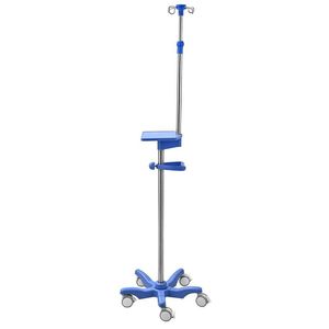 Stainless Steel Height Adjustable IV Stand With Wheels For Clinic Use - Product Image 2