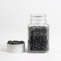 Micro-perles en silicone pour extensions de cheveux, 5.0mm, micro-perles noires, outils d'extension capillaire, vente en gros