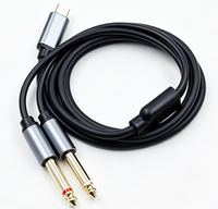 Kabel Splitter Y 3.5mm 1/8" TRS ke Dual 6.35mm 1/4" TS Mono Stereo