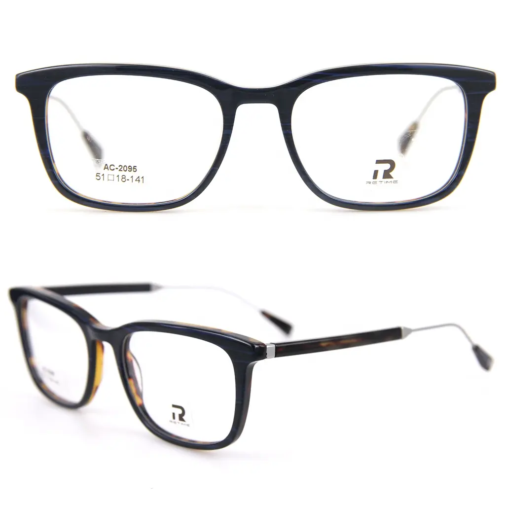 Glasses Frames Optical Classic Rectangle Acetate Metal Temple Flexible Eye Glass Frames Optic Glasses Frame For Men