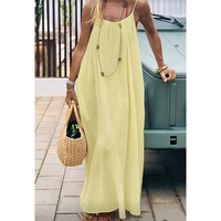 Robe longue décontractée grande taille 5XL pour femme, style bohème, à fines bretelles, dos nu, taille empire, avec lien à nouer, idéale pour la plage et les vacances