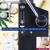 Machine de remplissage manuelle pour liquides et pâtes en bouteilles en verre avec trémie détachable réglable de 5 à 50 ml, garantie 1 an A03