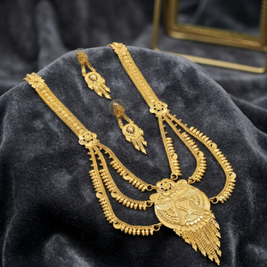 Wholesale 14K 18K 24K Micro Gold Floral Design Rani Haar Necklaces, Fashion Brass Gold Jewelry Set, Indian Wedding Jewelry Set. - Product Image 1
