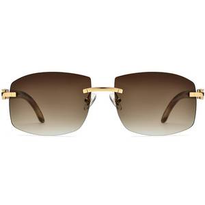 Lunettes de soleil vintage sans monture personnalisées avec logo, lunettes de soleil de luxe de haute qualité pour hommes, lunettes de soleil rétro rectangulaires carrées - Product Image 3