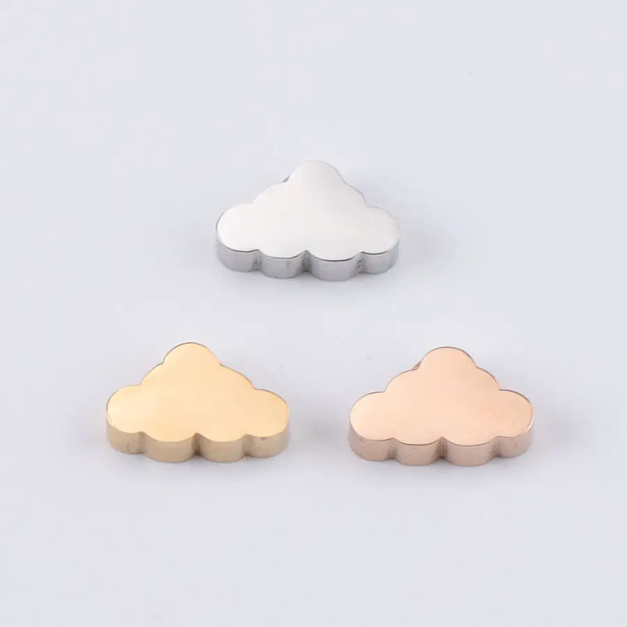 6x10mm cloud design Stainless steel Bead Charms Silver / Gold / Rose gold Blank Charm Beads for Jewelry Bracelet making