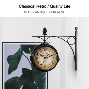 Đồng Hồ Treo Tường Hai Mặt Hình Tròn Cổ Điển Bằng Sắt Rèn Đồng Hồ Treo Tường Cổ Điển Hoài Cổ - Product Image 2