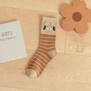 <b>Brown</b> Bear Pattern Striped Cotton <b>Socks</b> Women Mid Calf Ins Trendy Versatile <b>Socks</b> Wholesale - Product Image 2
