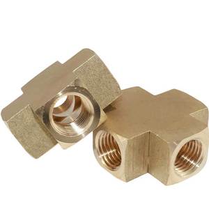 Copper Tee 1/4 NPT Internal Thread Four Way Connector Water Pipe Fitting - Product Image 1