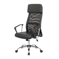 Appui-tête minimaliste en cuir synthétique noir Accoudoir Chaise de conférence pivotante Mobilier de bureau