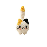 Pendentif en laine crocheté à la main, motif chat mignon, porte-clés de dessin animé, breloque de sac, petit ornement décoratif, cadeau