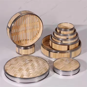 Ensemble de cuiseurs vapeur en bambou écologiques de type nouveau, très vendus, tailles 14 cm/24 cm, logo personnalisable pour cuisinières à gaz et à induction - Product Image 4