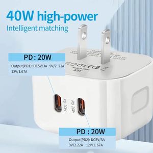 UK Plug 40w Fast Charging PD Type c Adapter 3pin <b>Socket</b> Dual <b>Usb</b> C Wall Charger Power Adapter <b>with</b> Retail Box - Product Image 2