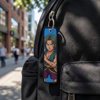 Stock Anime llavero Digital Luffy Zoro dibujos animados Jet Tags hecho a mano Metal tejido tela bordado llaveros bolsa colgante regalo