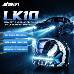SANVI New <b>Auto</b> 3 Inch LK10 66W Style Bi-LED Projector LensHeadlight 6000K 70W 30000LM 12V Wide-Angle Triple Beam Retrofit Lamp - Product Image 1