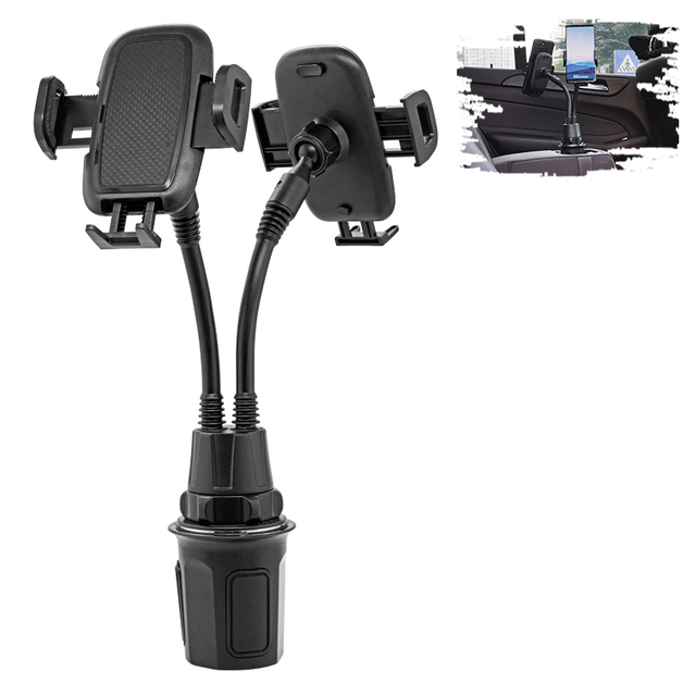 Car Cup Holder Phone Mount Expander Automotive Cell Phone Drink Holder Adapter with Adjustable Base Long Gooseneck 360 Rotation