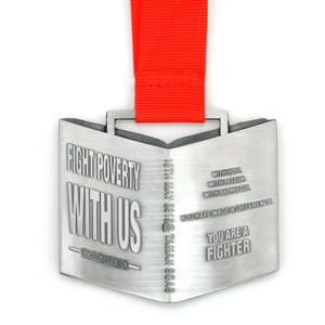 Hope Passion Knowledge Medalla <span class=keywords><strong>de</strong></span> recuerdo Lucha contra la pobreza Forma <span class=keywords><strong>de</strong></span> libro 3D Metal Medalla <span class=keywords><strong>de</strong></span> plata Personalizado Barato 5K Run Medallas y cintas - Product Image 5