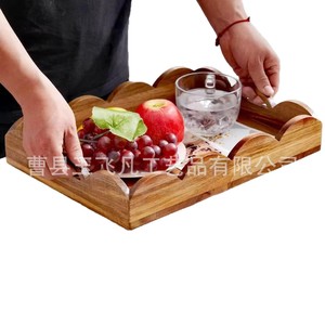 Plateau de service en bois avec poignées 15,74 po x 11,81 po x 2,75 po pour utilisation en cuisine de restaurant - Product Image 5