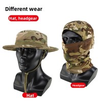 Conjunto de Sombrero Boonie de Camuflaje Multifuncional para Exteriores, Gorra de Pesca con Protección Solar y Transpirable, con Protector de Cuello