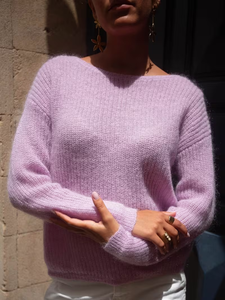 Maglione <span class=keywords><strong>da</strong></span> Donna con Scollo a Barca e Design con Bottoni a V sul Retro, Pullover Casual e Comodo per Uso Quotidiano, Supporta OEM ODM Personalizzato - Product Image 2