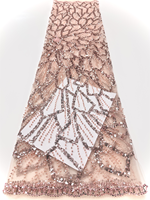 NI.AI Tissu de dentelle perlée de luxe avec dentelle à paillettes avec dentelle en filet perlé pour les fêtes de mariage Matériaux pour filles