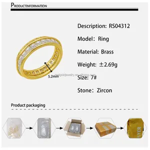 Goudkleurige Geplateerde Messing Ring Met Doorzichtig Zirkoon Uniek Ontwerp Trendy Stijl Mooie Messing Sieraden Cadeau Voor Vrouw Groothandel