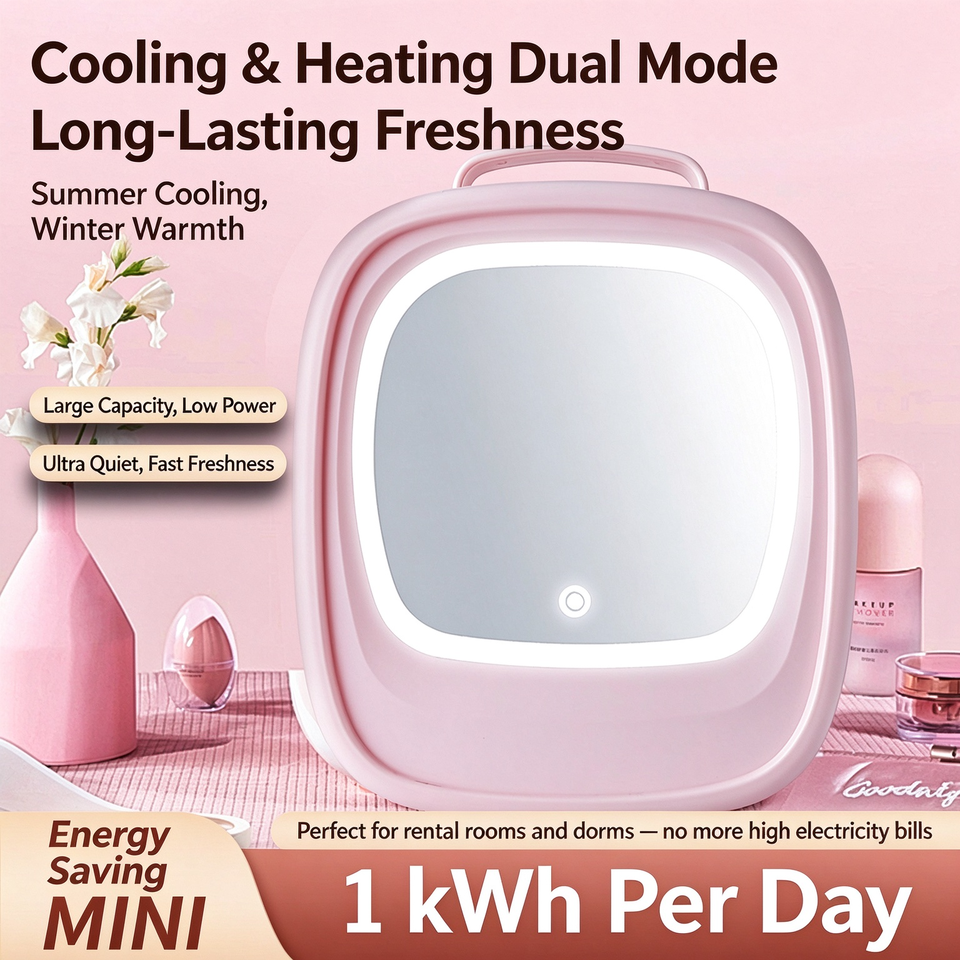 6L Car Portable Mini Beauty Fridge With LED Makeup Mirror Cooling ...