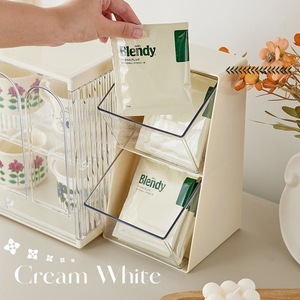 Cream White <b>Storage</b> <b>Rack</b> Double Tier Plastic Dust Proof Beverage Organizer <b>Kitchen</b> Nordic Style - Product Image 1