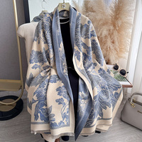 Nouveauté 2027 : Écharpe élégante à motif floral, imprimée double face, effet cachemire, grande, épaisse et chaude, châle d'hiver en pashmina
