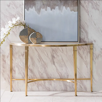 Table console moderne en marbre en forme d'arc avec structure en métal doré pour salon - Prix de gros