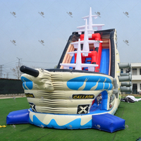 Structure gonflable commerciale pirate : Toboggan sec galion, Château pirate, Combo grimpeur et toboggan, pour location événementielle et enfants
