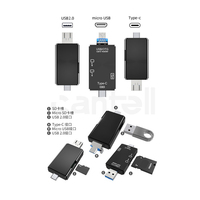 Cantell 6 en 1 TF lector de tarjetas SD tarjeta de memoria portátil micro USB 2,0 tipo C adaptador multifunción tipo C lector de tarjetas OTG